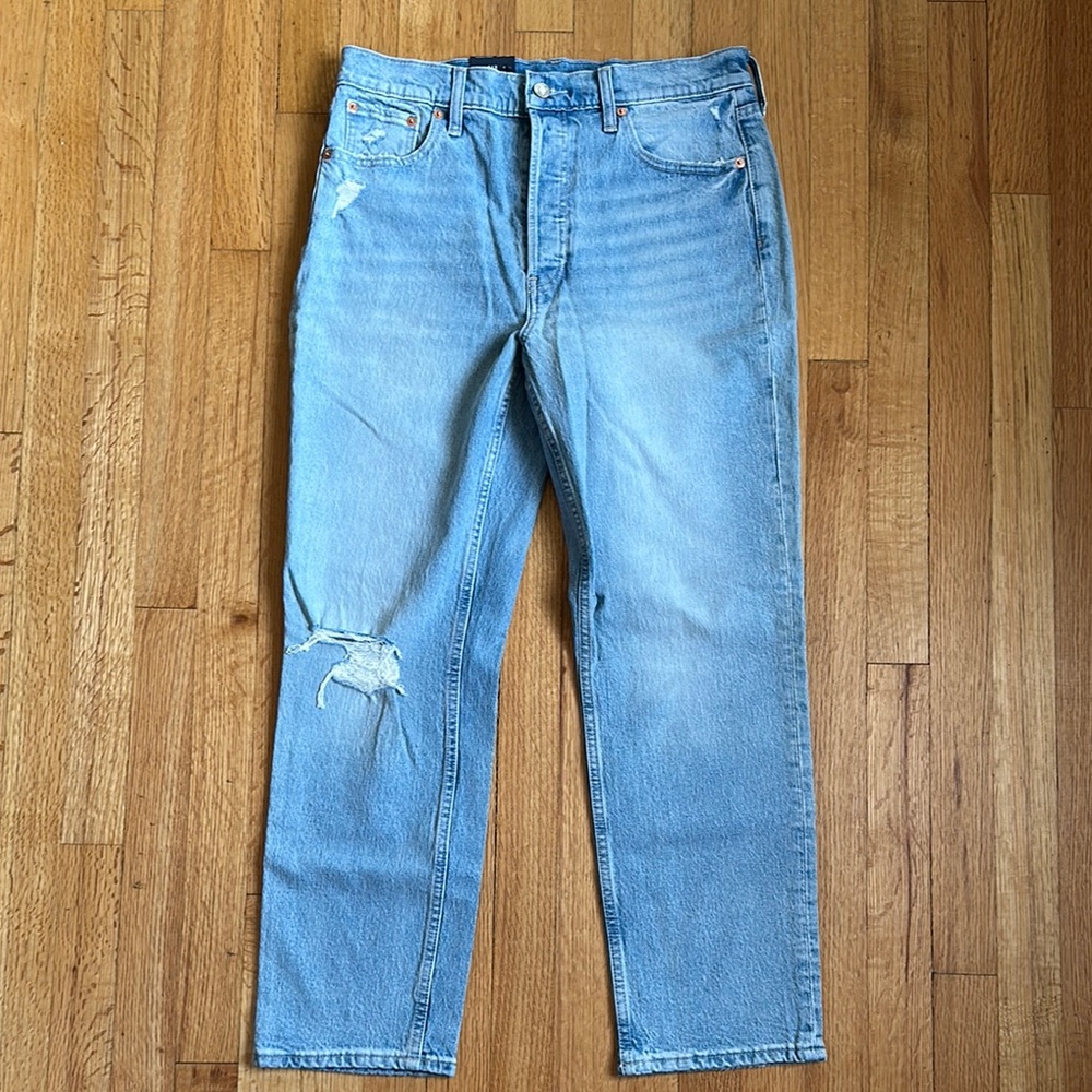 Gap Cheeky Straight High Rise Distressed Jeans